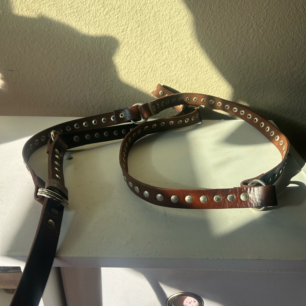 Brown Leather Studded Belt
